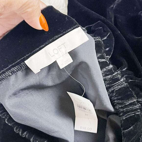 Ann‎ Taylor Loft Velvet Black Off The Shoulder Swing Shift Dress Size Medium - Picture 3 of 6